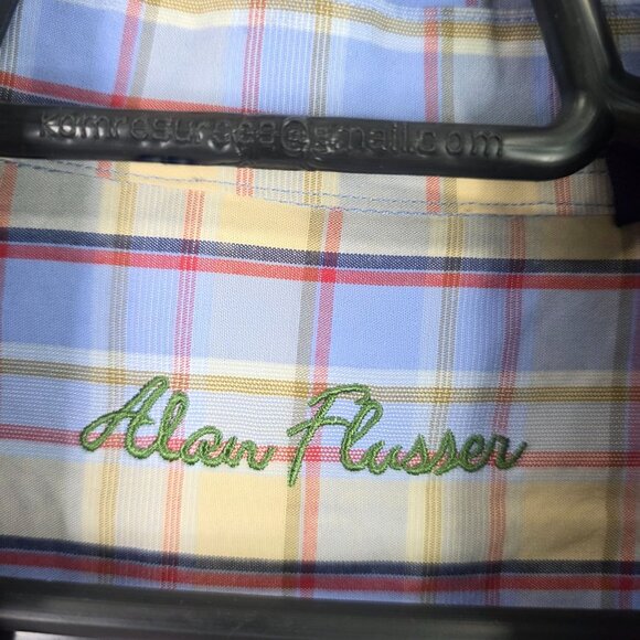 Mens Alan Flusser Multicolor Plaid Shirt Long Sleeve Button Up Cotton Size 2XL - Picture 2 of 7